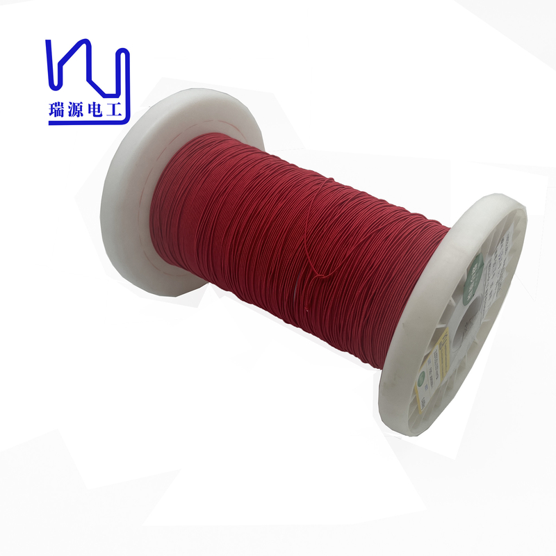 Single Wire copper litz wire Silver Conductor 0.071mm Red Strands
